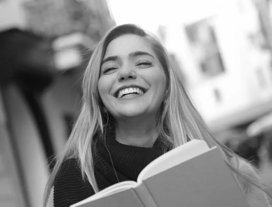 black and white female portrait